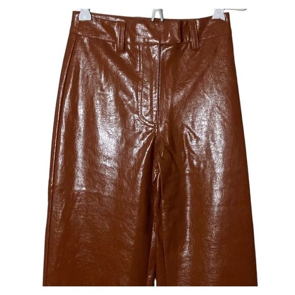 Cotton On Womens Vegan Leather High Rise Medium Brown Party Pants NWT US 20 - Picture 6 of 7